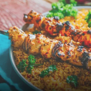Bone-In Chicken Kabob with Rice (1 Skewer)